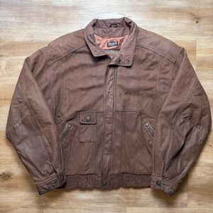 Adventure Bound Leather Bomber Jacket Mens XL Brown Thinsulate Insulated Wilsons